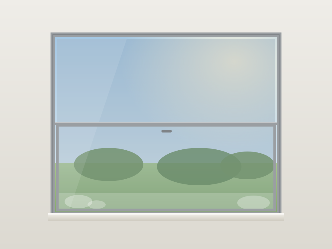 Old aluminum single-pane window