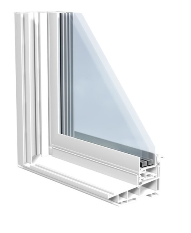 Reliable 5700 Series vinyl window profile cross-section showing multi-chambered frame and insulated glass